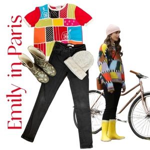 1980S 90s Color Block  Rainbow Knit Short Sleeve Beaded Abstract Sweater